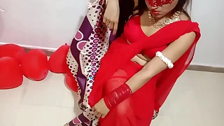 Newly Fixed devoted to Indian Wife In Red Sari Celebrating Valentine In the air Her Desi Scrimp - Full Hindi Best XXX
